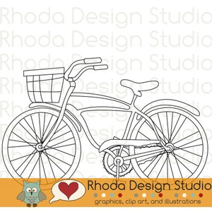 Retro bici con cesto timbro digitale Clip Arte Vintage biciclette