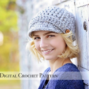 Crochet Pattern Hat Pattern Ribbed Newsboy Hat Pattern 014 Brimmed Hat Pattern Beanie Hat Pattern Chunky Hat Pattern DIY Pattern image 1
