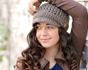 Gift for Women | Women's Crochet Hat | Womens Newsboy Hat | Womens Winter Hat | Womens Winter Beanie Hat with Brim |  Gift for Her