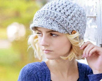 Women's Crochet Hat | Newsboy Hat for Women | Fall Fashion | Women's Winter Hat | Brimmed Beanie Hat | Women's Accessories | Newsboy Cap