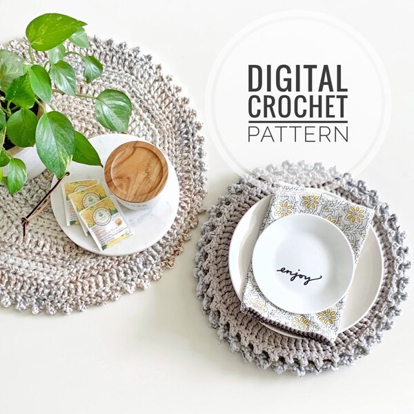 DIY Crochet Pattern | Crochet Placemat Pattern | Crochet Doily Pattern | Crochet Charger Pattern | PDF Crochet Pattern for the Kitchen