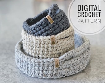 Crochet Pattern | Crochet Christmas Basket Pattern | Crochet Storage Basket with Handles | DIY Crochet Pattern | Crochet Gift Basket Pattern