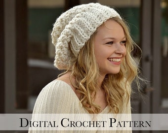 Crochet Pattern | Slouchy Hat Crochet Pattern | Crochet Hat Pattern for Super Chunky Slouchy Hat Pattern 068 | Women's Accessories