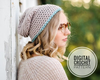 Crochet Beanie Pattern | DIY Hat Pattern | Double Brim Beanie Hat Pattern | Bulky Hat Pattern | Chunky Winter Hat Pattern | Unisex Hat