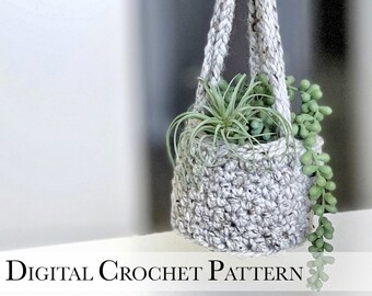 Modèle de crochet bricolage | Modèle de jardinière au crochet | Cache-pot suspendu au crochet | Décoration d'intérieur au crochet | Artisanat DIY | Jardinière succulente