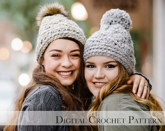 Chunky Winter Beanie Hat Pattern with Pom Pom | Crochet Wool Hat Pattern | Shell Stitch Pattern | Winter Crochet Pattern | DIY Crochet Craft