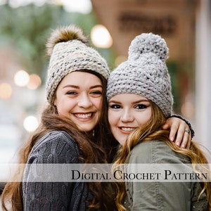 Chunky Winter Beanie Hat Pattern with Pom Pom | Crochet Wool Hat Pattern | Shell Stitch Pattern | Winter Crochet Pattern | DIY Crochet Craft