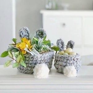 PDF Crochet Pattern | Small Crochet Bunny Basket Pattern | Unique Easter Basket Pattern | Crochet Easter Bunny Basket  | Fast Easter Decor