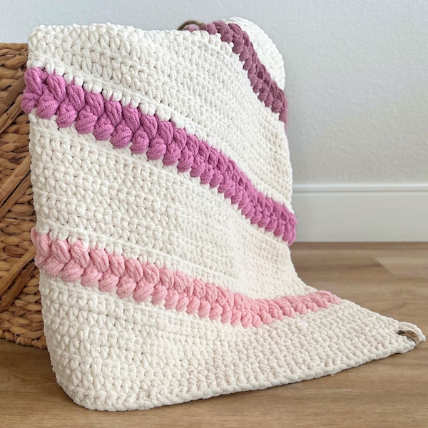 Schema per coperta all'uncinetto - Coperta spessa fai da te o copertina per neonati in PDF con punto a sbuffo intrecciato