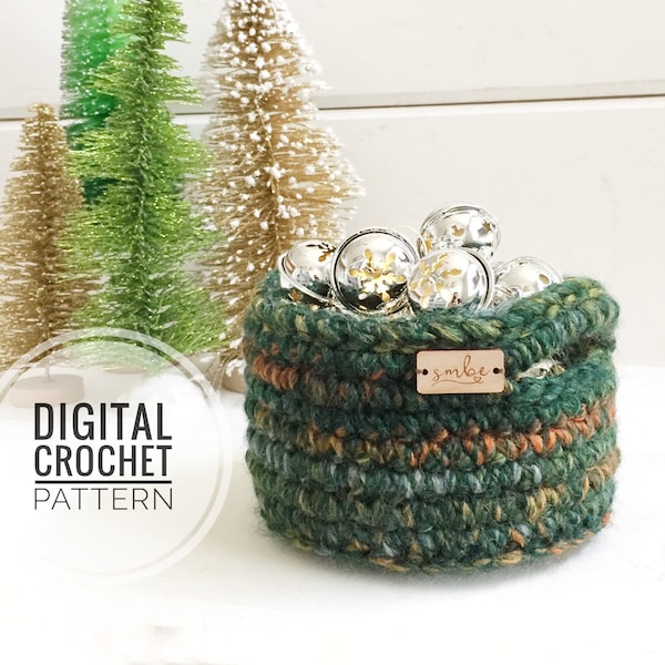 Crochet Basket Pattern | Digital Crochet Pattern | Small Crochet Storage Basket with Handles