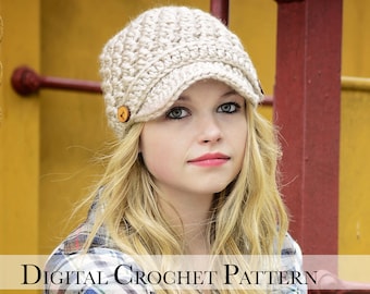 Crochet Pattern | Women's Cross Stitch Hat Pattern 002 & Children's Cross Stitch Hat Pattern 003 | Women's Hat Pattern | Newsboy Hat Pattern