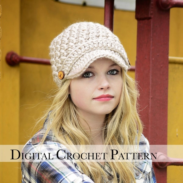 Crochet Pattern | Women's Cross Stitch Hat Pattern 002 & Children's Cross Stitch Hat Pattern 003 | Women's Hat Pattern | Newsboy Hat Pattern