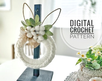 PDF Crochet Pattern | Crochet Bunny Wreath Pattern | DIY Easter Decor | Beginner Crochet Pattern