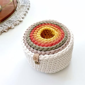 PDF Crochet Pattern | DIY Crochet Pattern | Crochet Nesting Bowl Pattern | Storage Bowl Pattern | Stacking Bowl Pattern | Rainbow Bowls