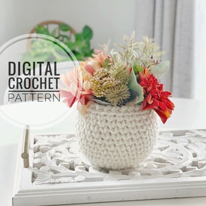 Crochet Plant Cozy Pattern Small Crochet Planter Pattern DIY Plant Pot Cover DIY Crochet Basket Pattern Crochet Plant Pot Cover image 7