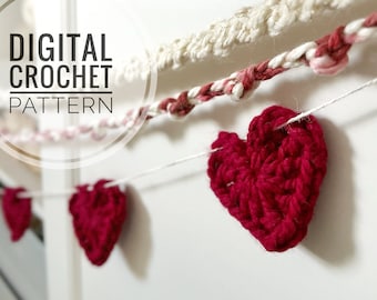 DIY Crochet Pattern | Crochet Heart Garland Pattern | Crochet Valentine's Pattern | Valentine's Day Decor