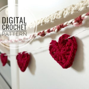 DIY Crochet Pattern | Crochet Heart Garland Pattern | Crochet Valentine's Pattern | Valentine's Day Decor