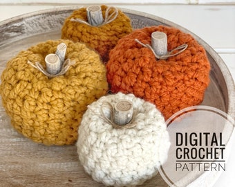 Crochet Pumpkin Pattern | Digital Crochet Pattern | DIY Pumpkin Pattern | Rustic Farmhouse Pumpkin Pattern | Quick Crochet Pattern