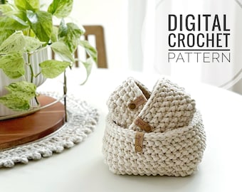 Le panier carré, motif 084 | Modèle de panier au crochet bricolage | Motif de panier carré | Motif de panier gigogne | Modèle de décoration d'intérieur au crochet