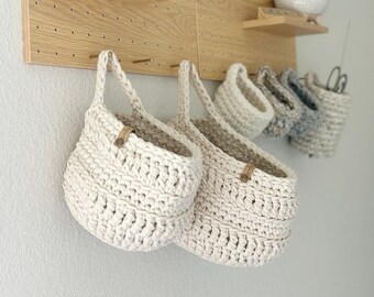 Cream Crochet Hanging Basket for Storage or Plant Holder | Unique Mother's Day Gift Ideas