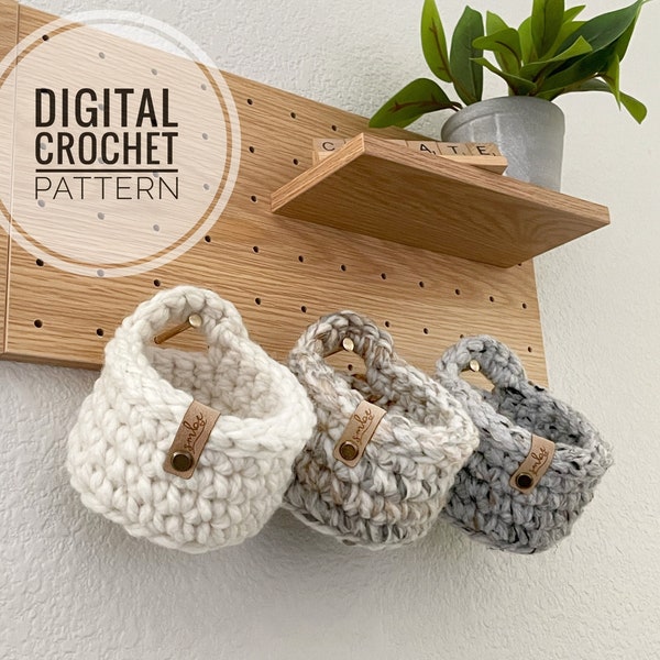 PDF Crochet Pattern | Crochet Basket Pattern | Hanging Basket | DIY Pattern | Storage Bin Pattern | Mini Peg Board Basket Pattern | DIY Gift