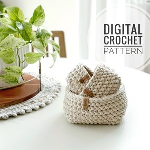 The Boxy Basket Pattern 084 | DIY Crochet Basket Pattern | Square Basket Pattern | Nesting Basket Pattern | Crochet Home Decor Pattern