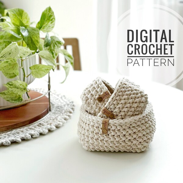 Le panier carré, motif 084 | Modèle de panier au crochet bricolage | Motif de panier carré | Motif de panier gigogne | Modèle de décoration d'intérieur au crochet