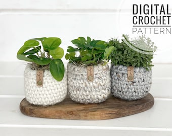 Crochet Plant Cozy Pattern | Small Crochet Planter Pattern | DIY Plant Pot Cover | DIY Crochet Basket Pattern | Crochet Plant Pot Cover