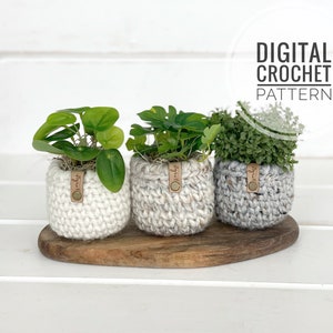 Crochet Plant Cozy Pattern Small Crochet Planter Pattern DIY Plant Pot Cover DIY Crochet Basket Pattern Crochet Plant Pot Cover image 1