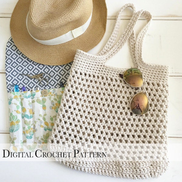 DIY Crochet Pattern | The Market Tote Crochet Pattern | Crochet Tote Bag Pattern | Crochet Purse Pattern | Crochet Beach Bag Pattern