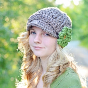 Crochet Pattern Hat Pattern Ribbed Newsboy Hat Pattern 014 Brimmed Hat Pattern Beanie Hat Pattern Chunky Hat Pattern DIY Pattern image 2