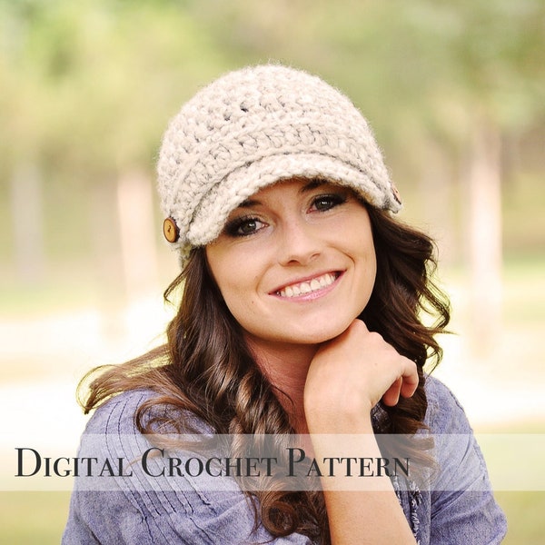 Crochet Pattern | Crochet Hat Pattern | Brimmed Hat Pattern | Crochet Newsboy Hat Pattern | Beanie Hat Pattern | Womens Hat Pattern