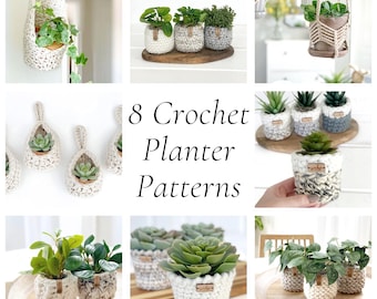 Häkelanleitungen-Bundle | Set von 8 Planter Häkelanleitungen | DIY Crochet Home Decor Patterns für Den Pflanzenliebhaber