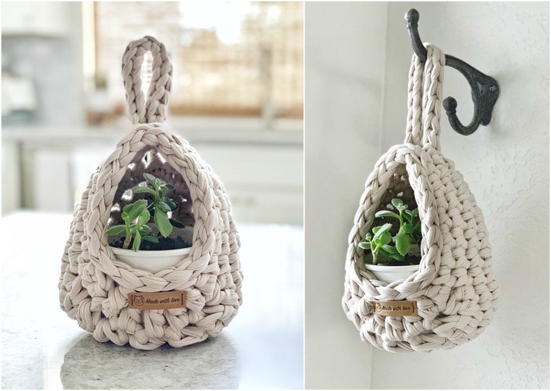 DIY Crochet Pattern Hanging Basket Pattern Succulent Planter Pattern Air Plant Holder Pattern Crochet Basket Pattern Crochet Pod image 7