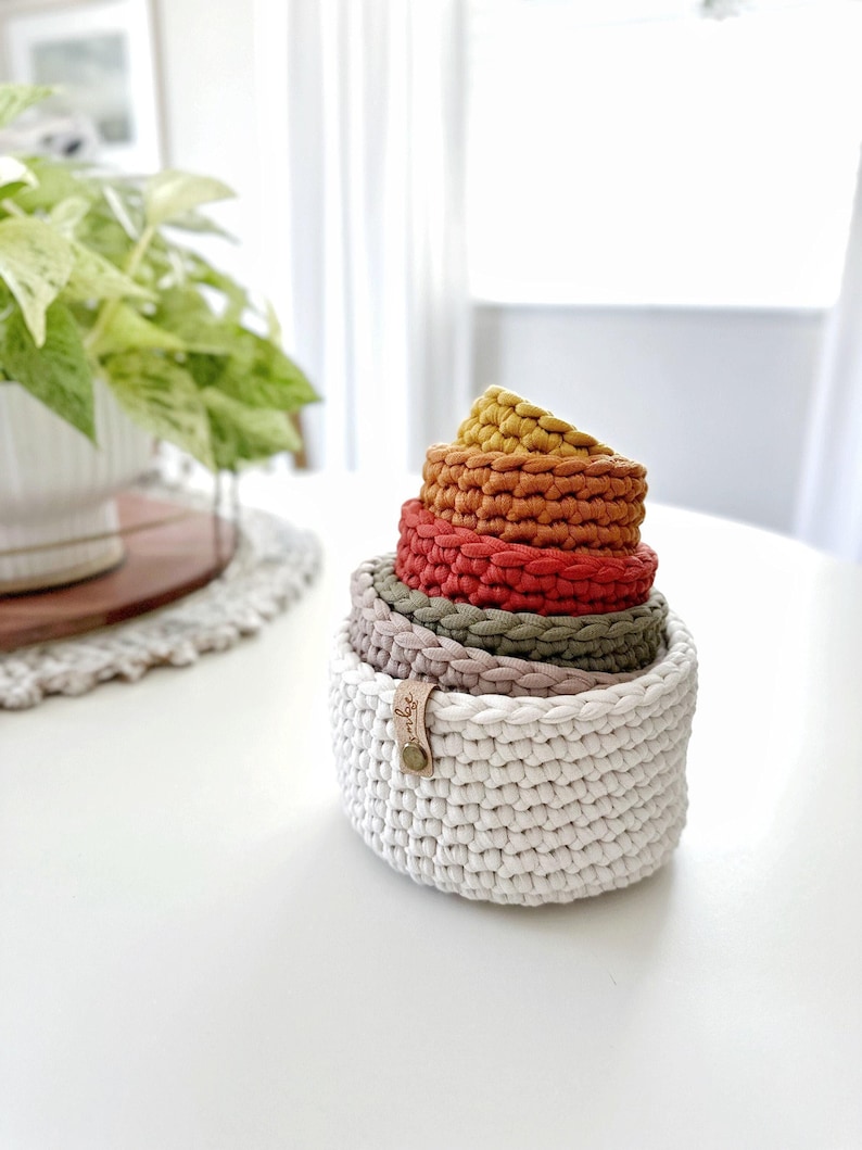 PDF Crochet Pattern | DIY Crochet Pattern | Crochet Nesting Bowl Pattern | Storage Bowl Pattern | Stacking Bowl Pattern | Rainbow Bowls image 4