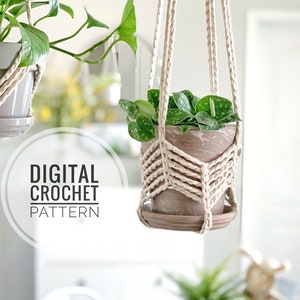 Crochet Plant Hanger Pattern DIY Crochet Pattern Crochet Hanging Plant Hanger Boho Plant Hanger Modern Macrame Inspired Plant Hanger image 1