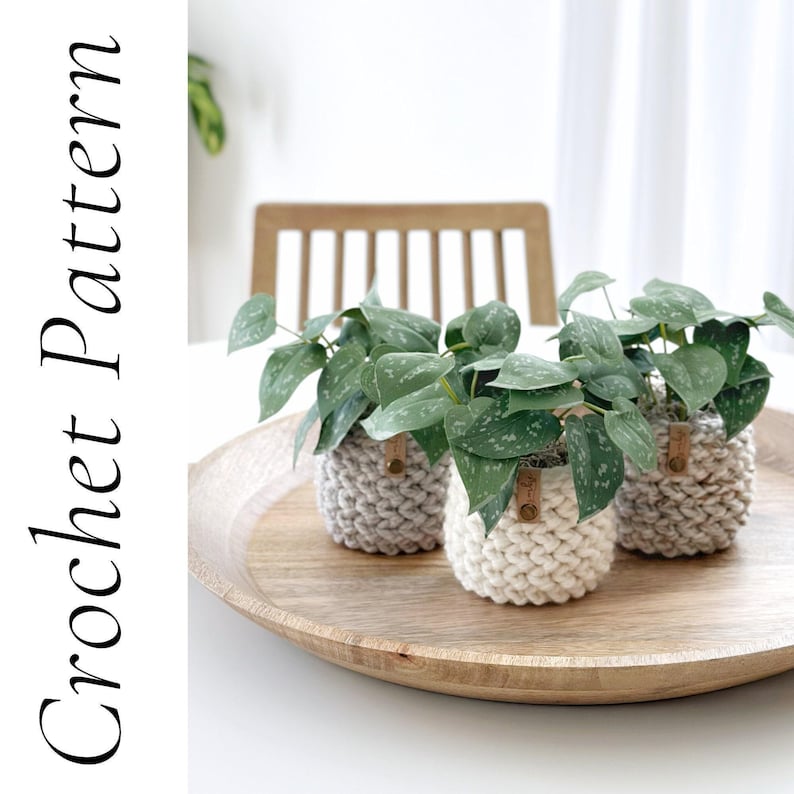 Crochet Plant Cozy Pattern | The Herringbone Planter Pattern | Digital Crochet Pattern | DIY Craft | Crochet Home Decor Pattern image 3