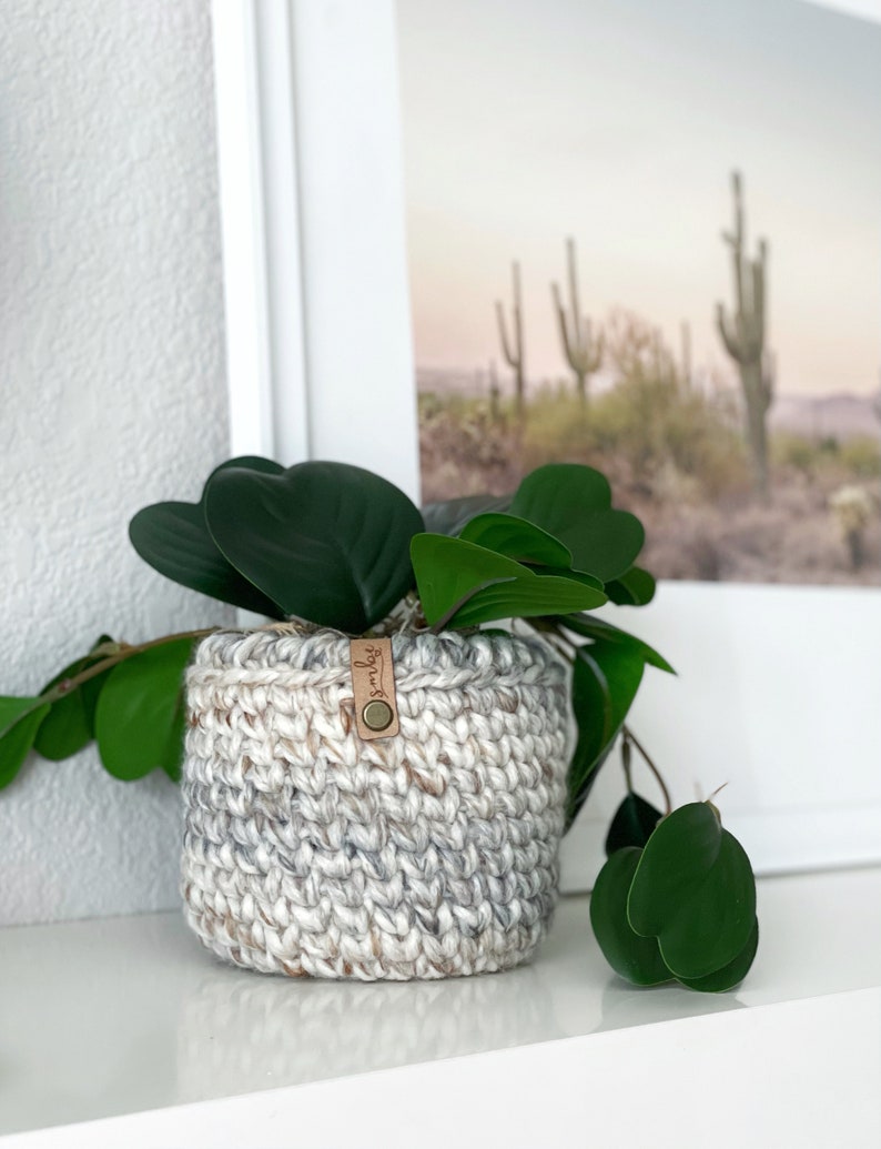 Crochet Plant Cozy Pattern Small Crochet Planter Pattern DIY Plant Pot Cover DIY Crochet Basket Pattern Crochet Plant Pot Cover image 4