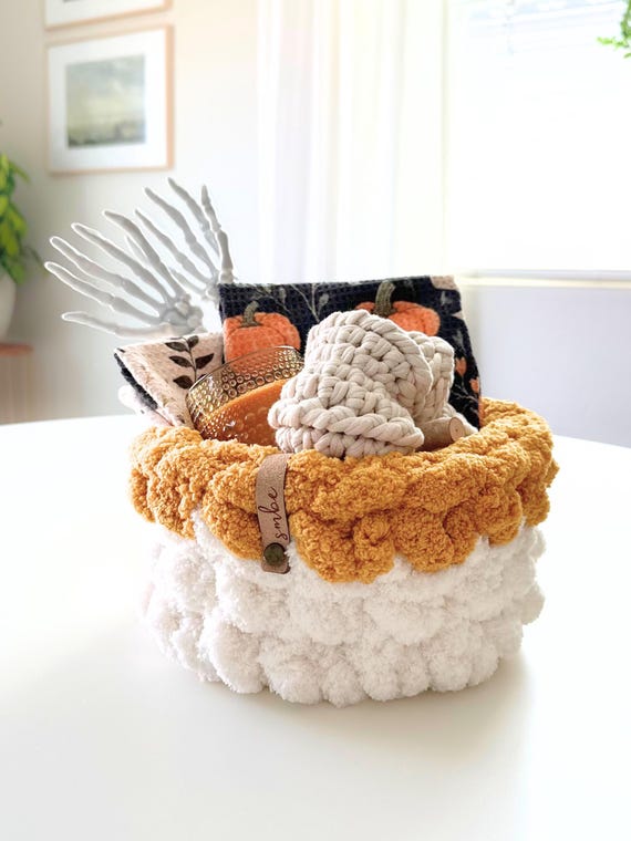 Crochet Basket Pattern PDF - Mini Color Block Storage Basket, Blanket Yarn Basket, Quick Crochet Gift or Market Prep