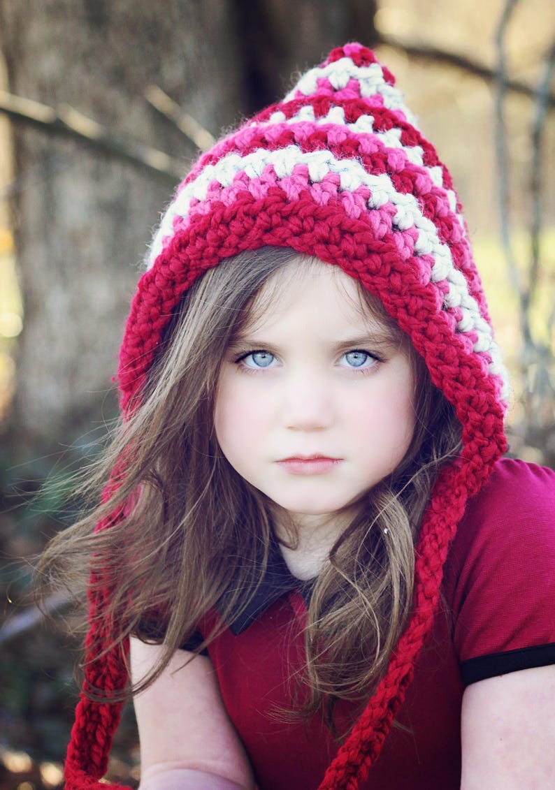 Crochet Hat Pattern - Pixie Hat Pattern 004, Winter Hood, Elf or Gnome Style Cap image 3