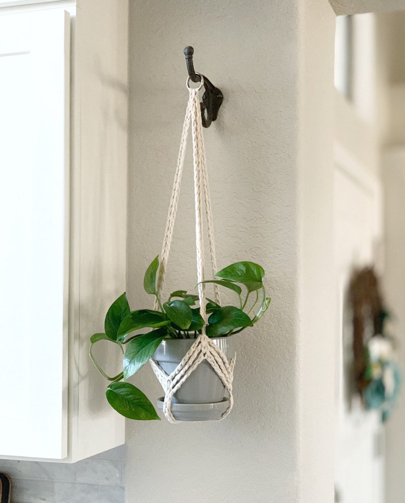 Crochet Plant Hanger Pattern DIY Crochet Pattern Crochet Hanging Plant Hanger Boho Plant Hanger Modern Macrame Inspired Plant Hanger image 6