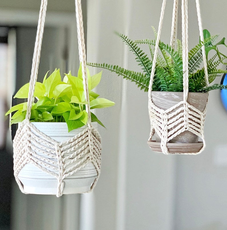 Crochet Plant Hanger Pattern DIY Crochet Pattern Crochet Hanging Plant Hanger Boho Plant Hanger Modern Macrame Inspired Plant Hanger image 4