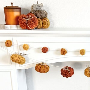 Patrón de guirnalda de calabazas a crochet - Guirnalda de otoño, decoración de chimenea para Halloween, decoraciones de Acción de Gracias, decoración otoñal para el hogar (PDF)