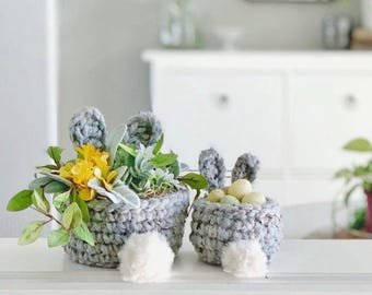 PDF Crochet Pattern | Small Crochet Bunny Basket Pattern | Unique Easter Basket Pattern | Crochet Easter Bunny Basket  | Fast Easter Decor