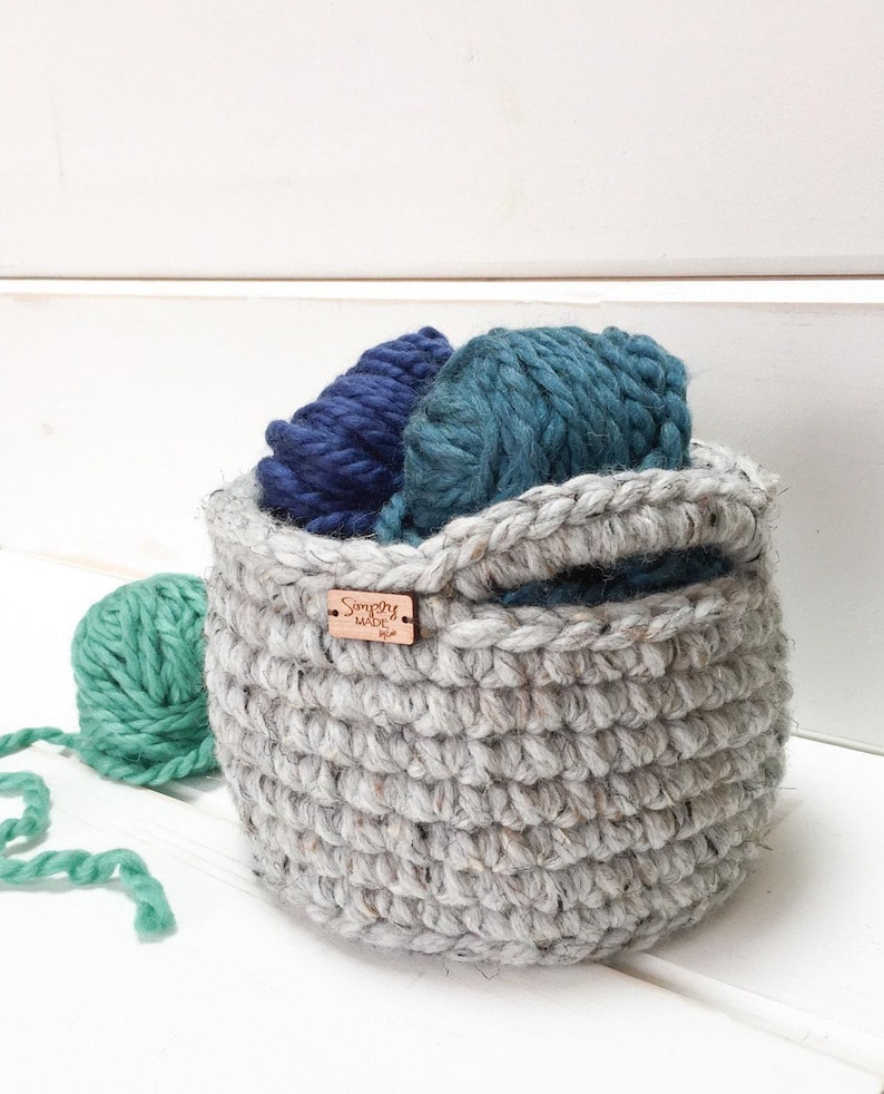 Easy Crochet Basket Pattern – Small Storage Basket with Handles & Tray, Quick Beginner Project image 10