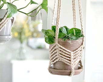 Crochet Plant Hanger Pattern | DIY Crochet Pattern | Crochet Hanging Plant Hanger | Boho Plant Hanger | Modern Macrame Inspired Plant Hanger