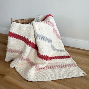 Crochet Blanket Pattern - DIY Chunky Throw or Baby Blanket PDF with Braided Puff Stitch image 4