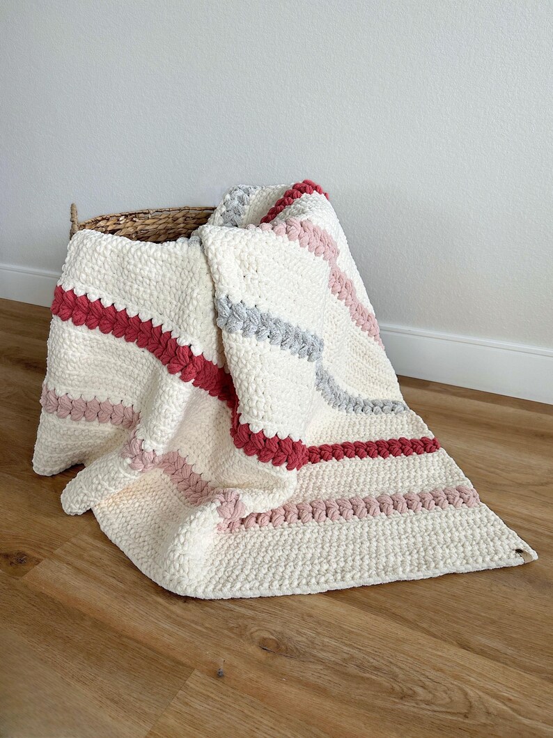 Crochet Blanket Pattern - DIY Chunky Throw or Baby Blanket PDF with Braided Puff Stitch image 4