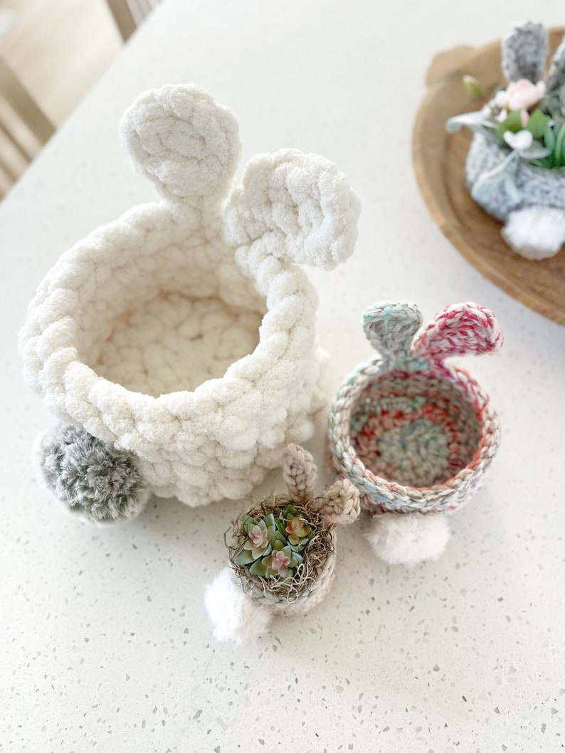 PDF Crochet Pattern Crochet Bunny Basket Pattern Easter Basket Pattern Crochet Easter Bunny Basket Small Basket Easter Decor image 4