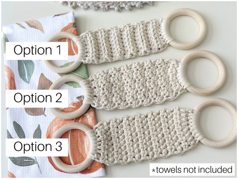 Crochet Towel Holder Hanging Kitchen Towel Holder with Rings Dish Towel Hanger Housewarming Gift image 8